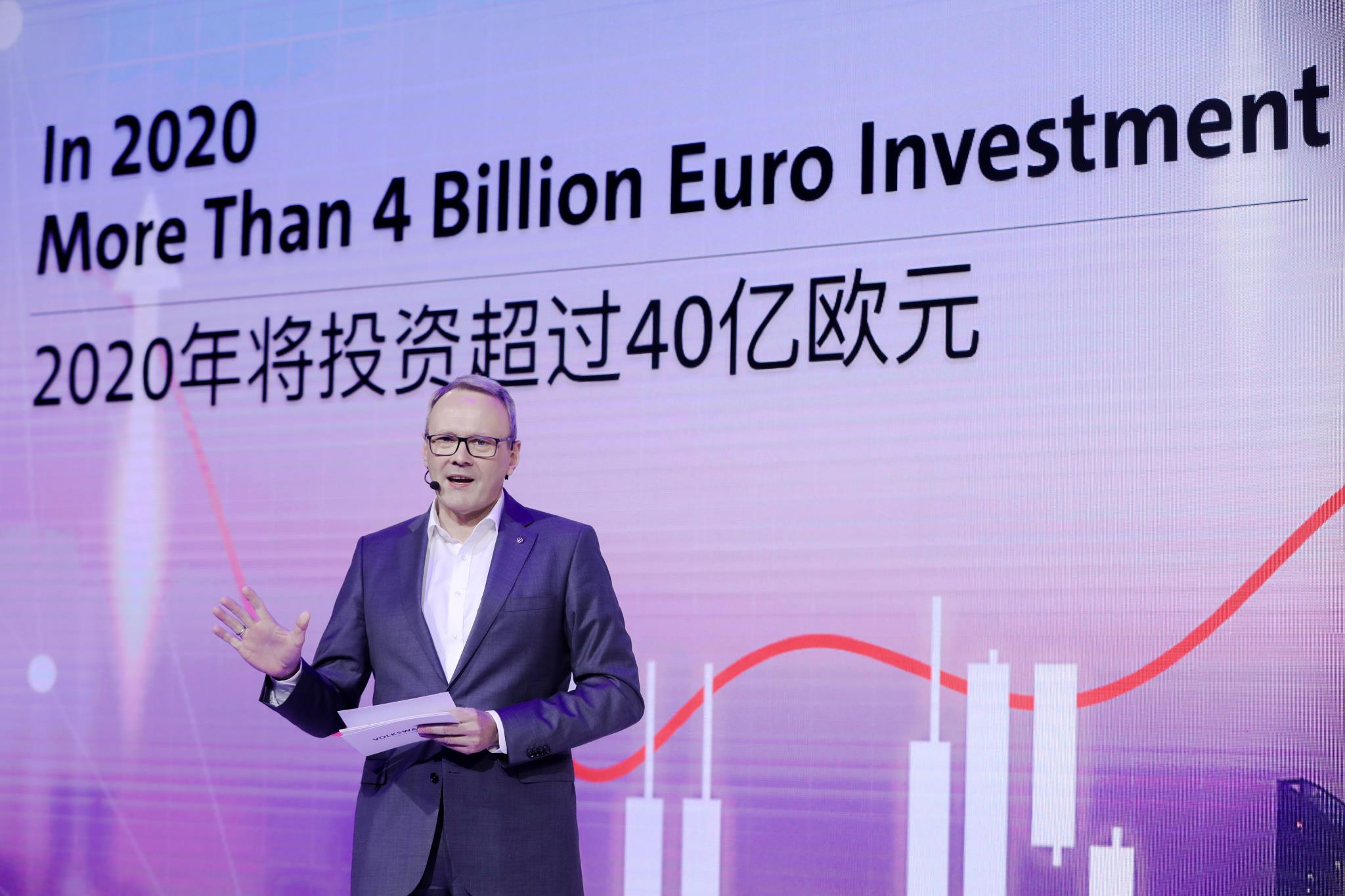 VOLKSWAGEN GROUP CHINA TO INVEST OVER 4 BILLION EURO IN 2020