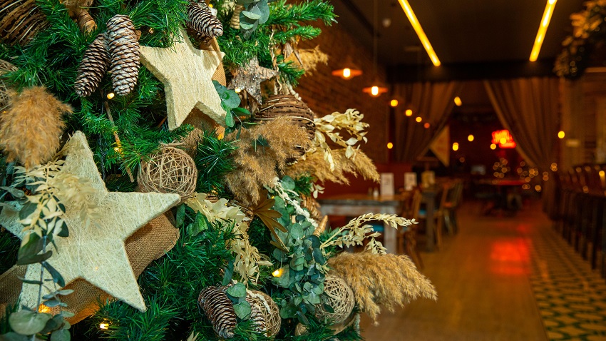 A glimpse of an eco Christmas tree designed for Novotel Blackfriars London by phs Greenleaf.